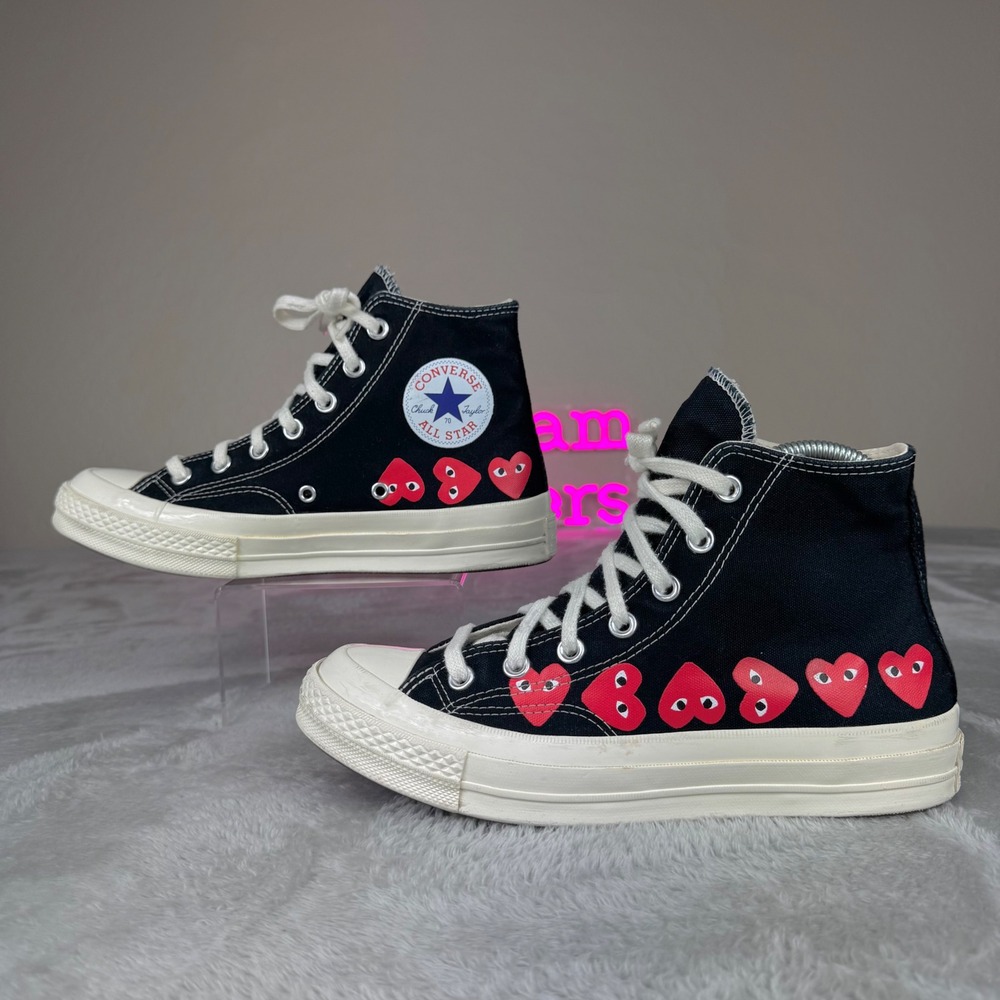 Converse CDG Play Chuck 70 Multi Heart High Top Unisex 6M 8W Black